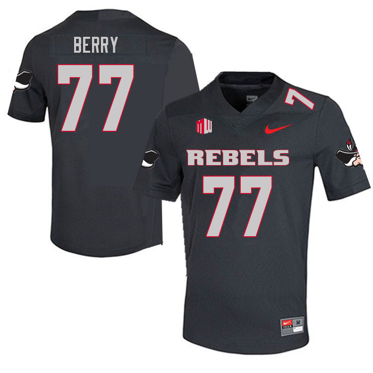 Men #77 Anthony Berry UNLV Rebels College Football Jerseys Sale-Charcoal - Click Image to Close